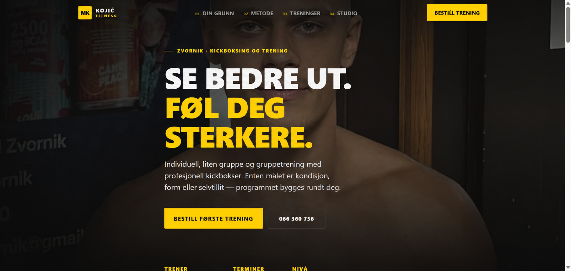 Kojić Fitness — skjermbilde av nettsiden